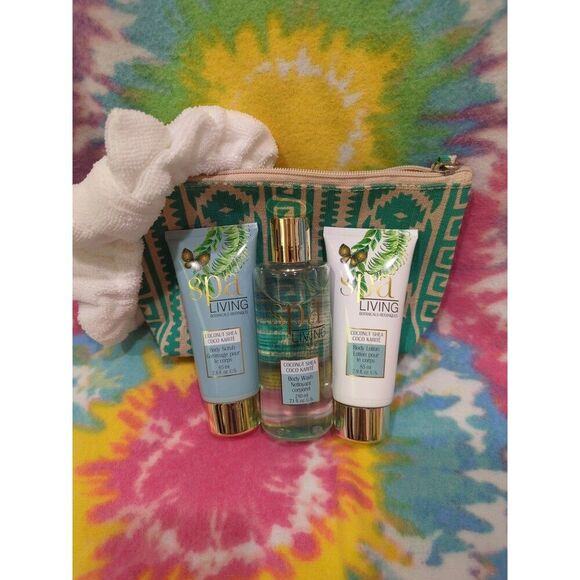 Other - Spa living botanicals set coconut shay body scrub wash lotion headband